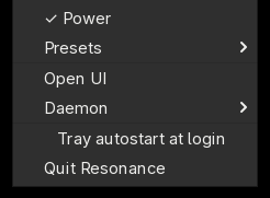 Resonance tray menu